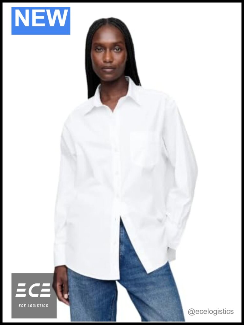 Oversized Poplin Big Shirt Crew Neck Cap Sleeve Pullover Top